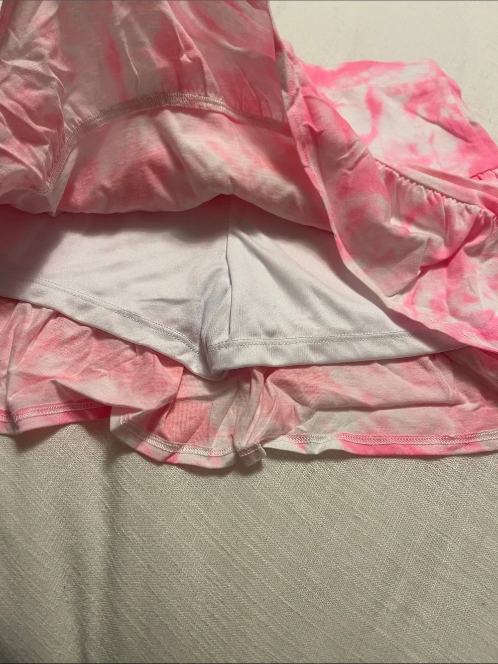 Justice Pink and White Tie-Dye Ruffle Skater Skirt